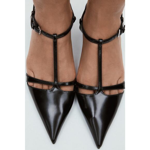 ZARA Double Strap Kitten Heels NWT - Picture 1 of 15